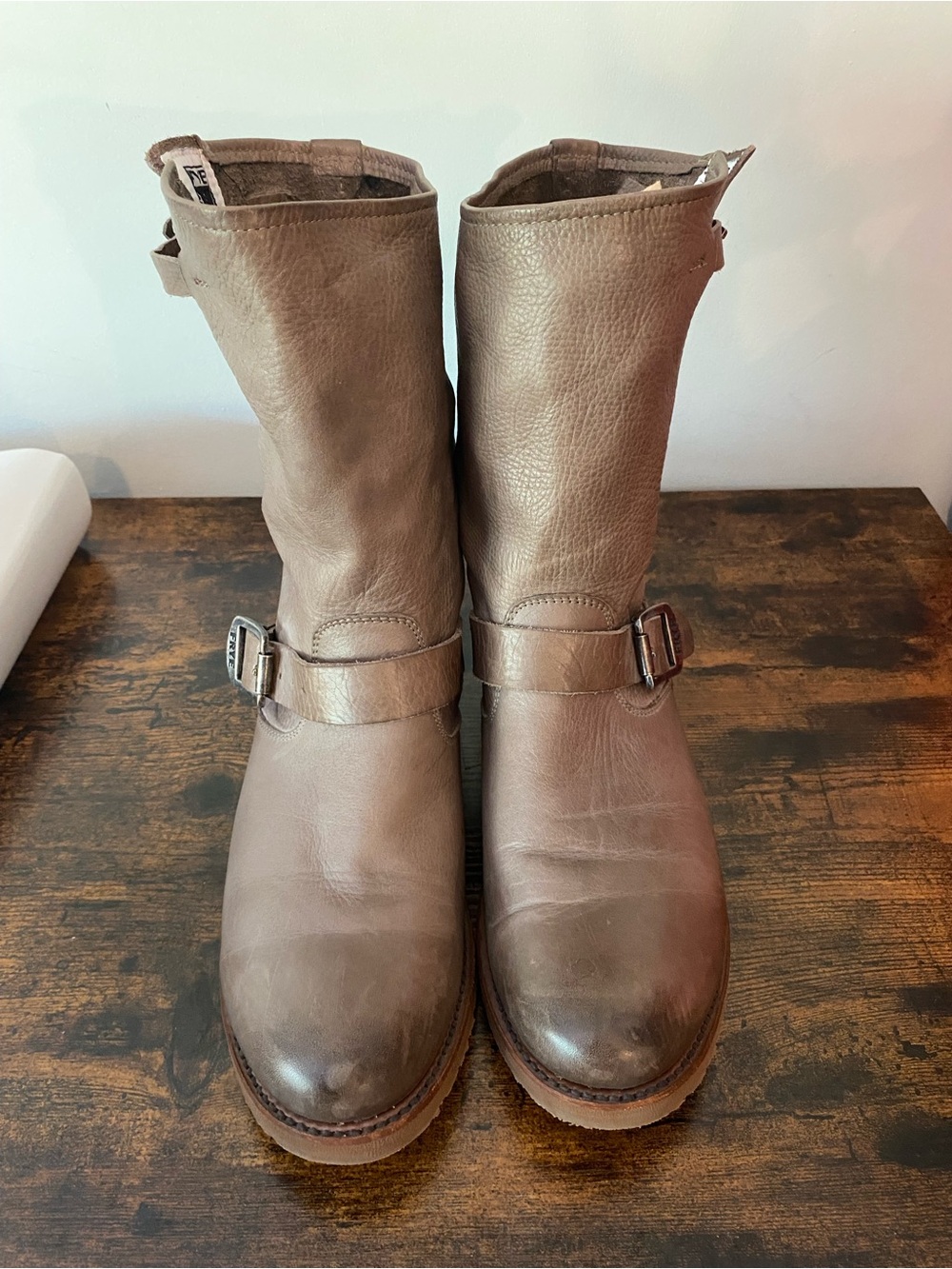 Frye Veronica Flex Short Taupe Leather Boots - Picture 2 of 13